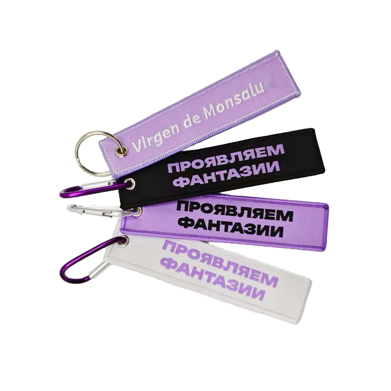 Woven Embroidered Anime Jet Tag Key Chains Double Side Fabric Custom Fashion Embroidery Logo Label Woven Patch Keychain Ring