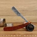 Private Logo Old-fashioned Folding Razor Spider Design Wood Grain Handle Shaving Razor Men Facial Clean Barber Razor