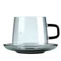Good Quality Classic Mouth Blown Transparent Borosilicate Custom Glass Coffee Tea Cups with Tea Saucer 340ml