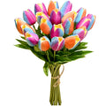 Artificial Tulip Flower Rainbow Orange Flora for New Year Spring Mother Day Easter Gift in Bulk Home Kitchen Wedding Decoration