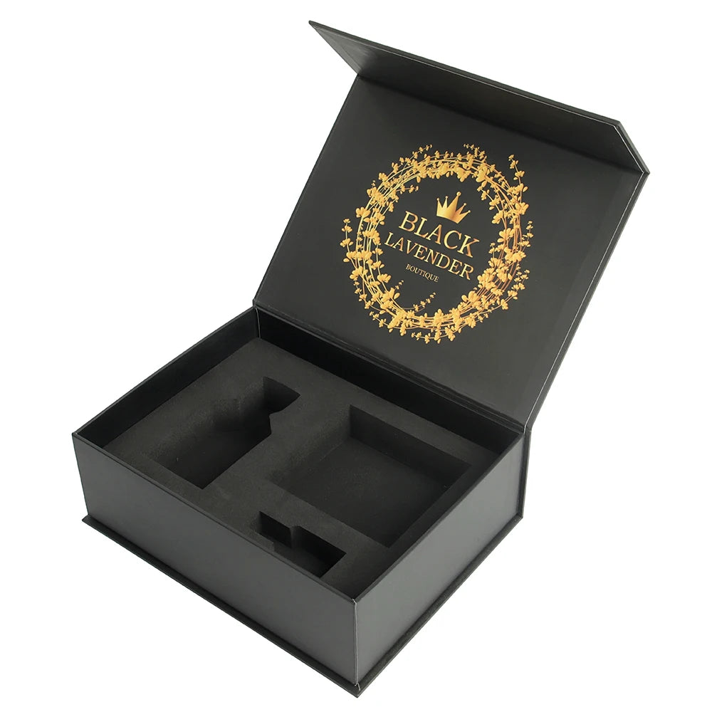 Luxury Gift Recycled Materials Matte Black Magnetic for and Caviar Sushi Paper Box Package with Foam Insert