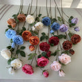 2022 New Artificial Floral Arrangement 3 Head Austin Roses Flowers for Wedding
