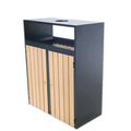 Outdoor Double Compartment Wood Garbage Container Trash Can Outside Park Street Waste Bin Public Commercial Recycling Dustbin