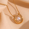 2023 New Design Imitation Pearl Stainless Steel Gold Plated Necklace Tarnish Free Jewelry