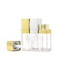 Clear Square Lip Gloss Bottle Big Brush 8ml Empty Gold Silver Lid Plastic Lip Glaze Wand Lipgloss Tubes