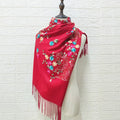 MIO New Long Fringe Shawls Soft Pashmina Scarf Women Floral Embroidery Imitation Cashmere Scarf Ethnic Style Winter Warm Shawl