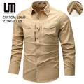 Oem New Arrival Men Spring Autumn Long Sleeve Work Shirt - Multi Pocket Outdoor Cargo Shirt for Hiking Fishing Camping Wear
