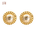 Fine Jewellery 18k Real Gold Chunky Hoop Stud Earrings 18k Pure Gold Hollow Round Button Stud Earrings