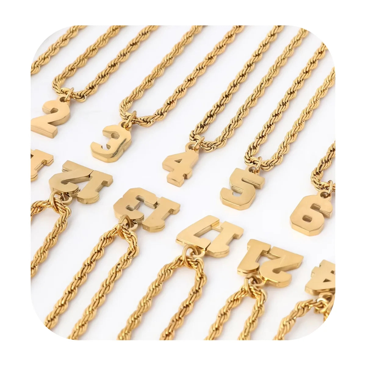 Angel Number Necklace Stainless Steel Twisted Rope Chain Stainless Steel  Personalized Lucky Number Charms Pendant Necklace