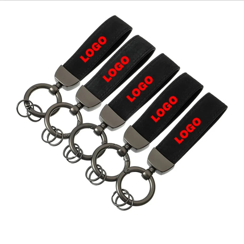 Car Rings Key Chain Leather Horseshoe Keychain Car Keyring for Sline RS AMG R for Benz for Toyota V W Car Accessories Gift