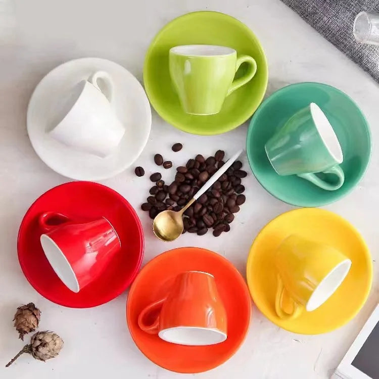 European Style Coffee Cups and Saucer Set Ceramic Espresso Cup