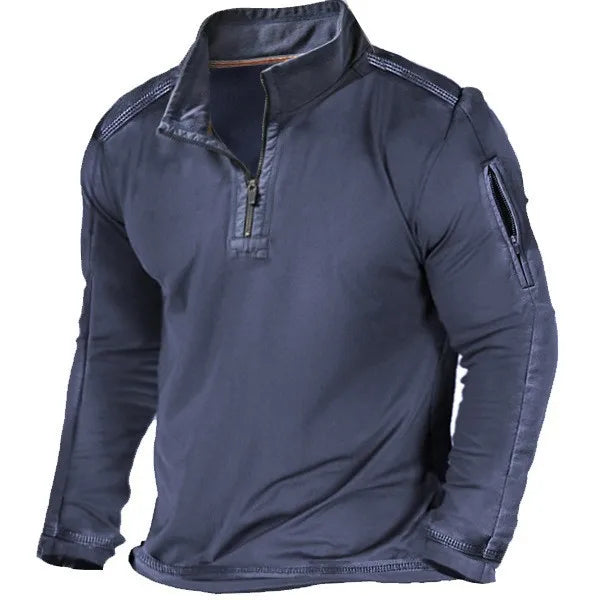 2025 Vintage Style Trendy Cropped Pullover Men Outdoor Hiking Gym Pullover Men Long Sleeve Men Zipper Pullover
