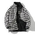 NEW Fashion Men's Reversible Wind Breaker Hooded Buffalo Plaid Fleece Thin Breathable Quick Dry Jacket