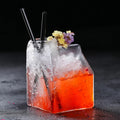 Creative Square Hot Milk Box Shape Personality Wine Glass Classic Design 350ml Creative Cocktail Glass