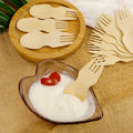 Natural Biodegradable Eco-Friendly Sustainable Modern Bamboo Ice Cream Scoop Short Dessert Fork Spoon in One Piece for Camping