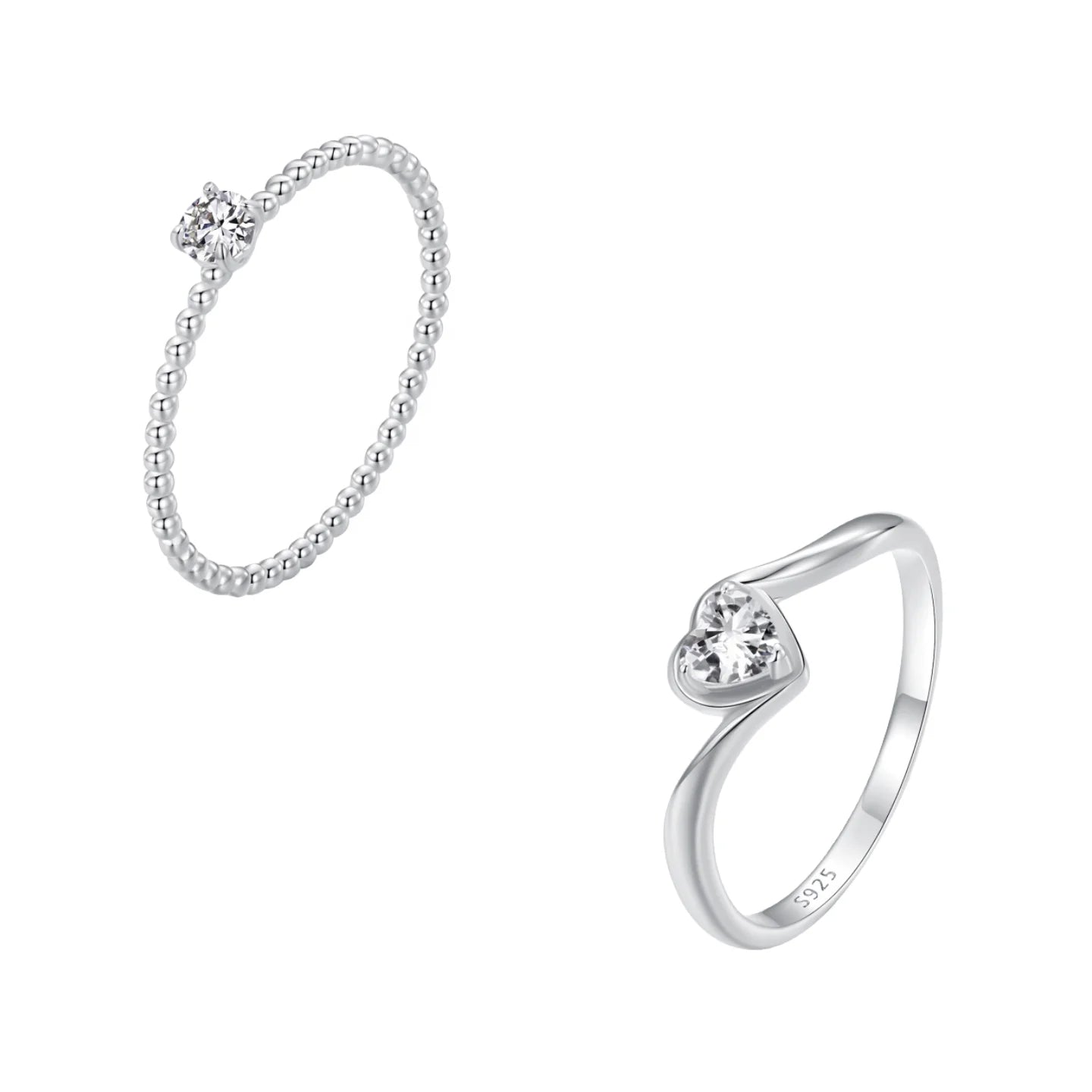 Qings Fashion Design Jewelry 925 Sterling Silver Moissanite Rings Fine Jewelry Making Ring for Woman Wholesale Love Beaded Rings