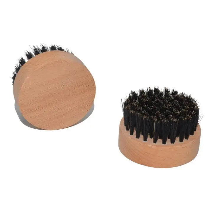 Wholesale Custom Portable Small Round Barber Boar Bristle Wood Handle Beard Brush for Men