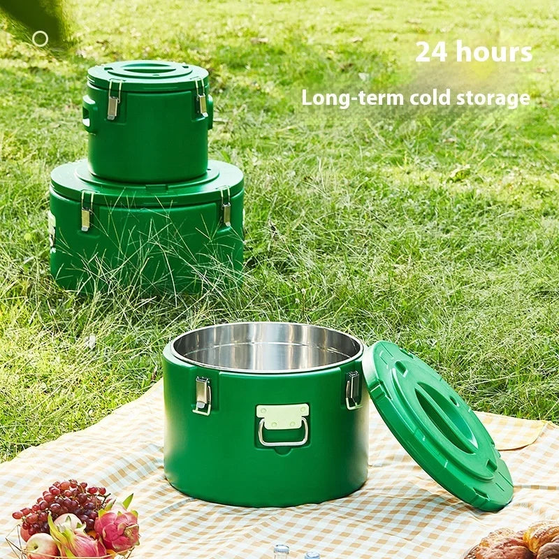 Commercial Household Large Capacity Insulated Stainless Steel Bucket Thickened Outdoor Design for Hot Cold Food Storage Rice