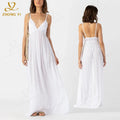 Manufacturers Custom Summer Womens Apparel Design Services Loose 100% Cotton Sleeveless Solid Tank Beach Casual Maxi Dress