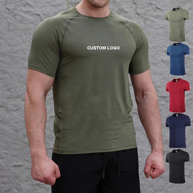 Quick Dry Sports Polyester Fitness Workout Active Wear Men's T-shirts Wholesale Mens Gym Clothing Elastane T Shirts