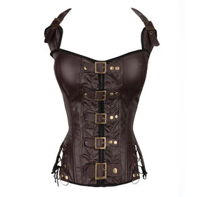 Women'sTop Gothic Lace up Tummy Control Slimmer Punk Halter Shaping Tops