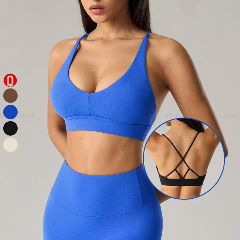 New Quick Dry Sportswear Sexy Backless High Impact Running Bra Workout Wide Shoulder Straps Push up Sports Bra MegaBDM
