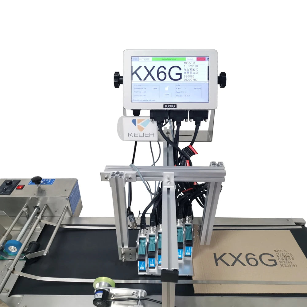 Kelier 3~6 Printing Heads Inkjet Nozzle Industrial Online Variable Data Code Printer Kx4g