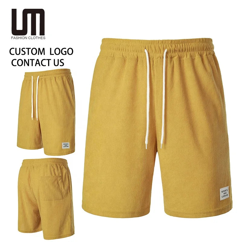 Clearance Sales Summer Men's Board Shorts-Solid Mid Rise Breathable Windproof Casual Corduroy Shorts with Drawstring Closure