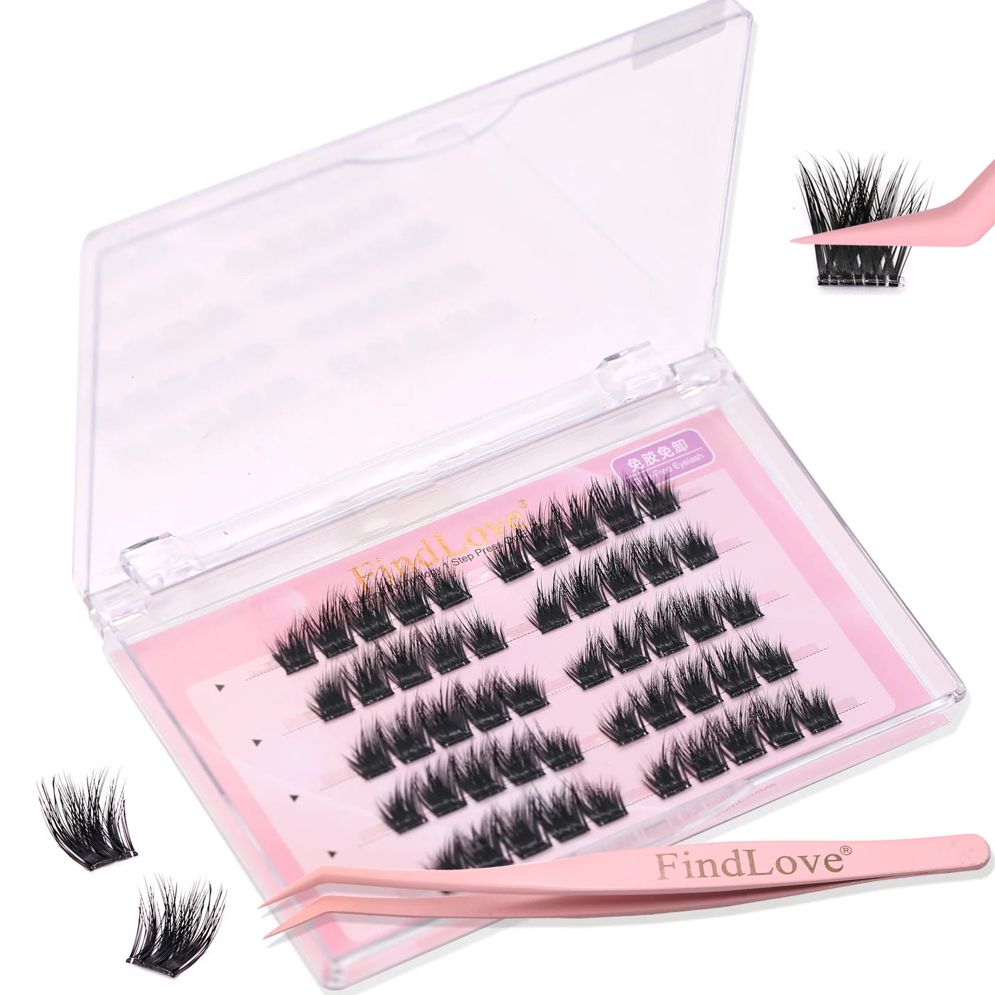 Custom Logo Press-On Self-Adhesive DIY Lash Extension Kit Handmade Cluster Lashes with No Glue Required
