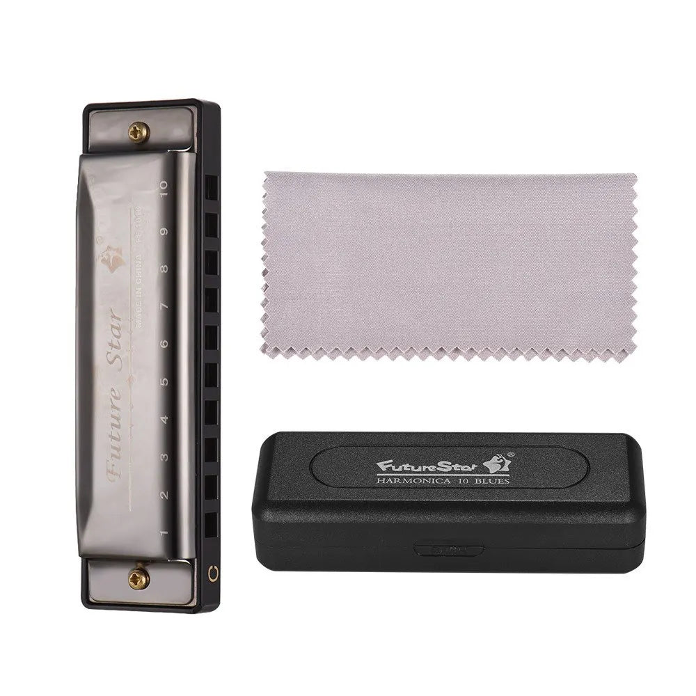 Key of C Diatonic Harmonica with ABS Reeds Mirror Surface Design 10 Holes Blues Harmonica Perfect for Beginners