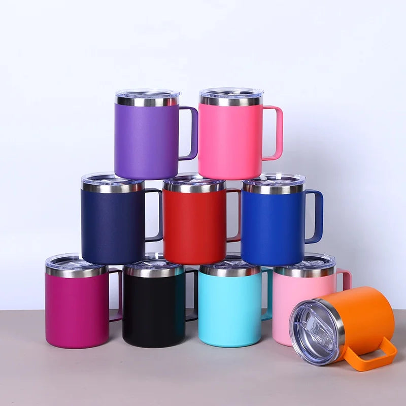Beeman Double Wall 304 Stainless Steel Camper Camping Tumbler Travel Coffee Cup Mug Thermos With Handle Lid MegaBDM