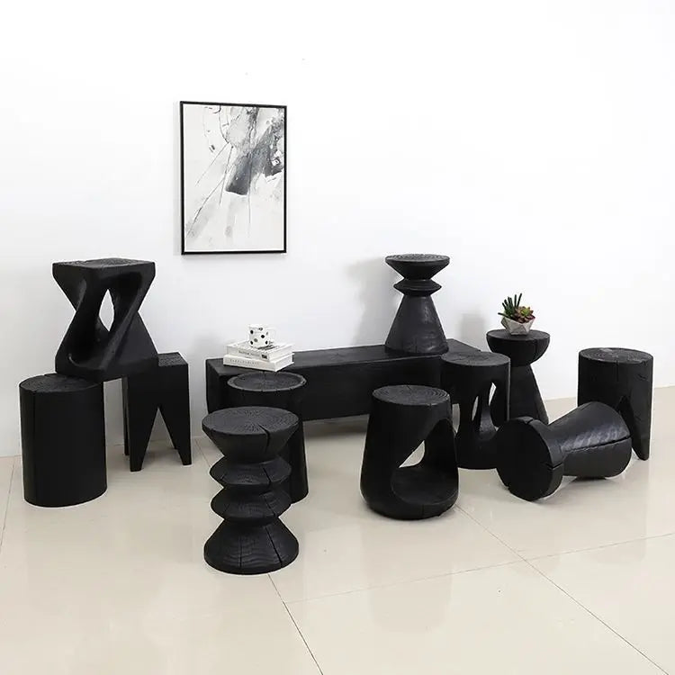 Factory Sale Eco Friendly Round Solid Wood Coffee Table Living Room Hotel Natural Wood Wabi Sabi Coffee Table