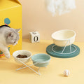 Wholesale Green White Ceramic Cat Bowl With Stand