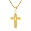 2021 New European  American Christian Bible Cross Necklace Titanium Steel 18K Gold Plated Simple Men  Women Pendant Necklace