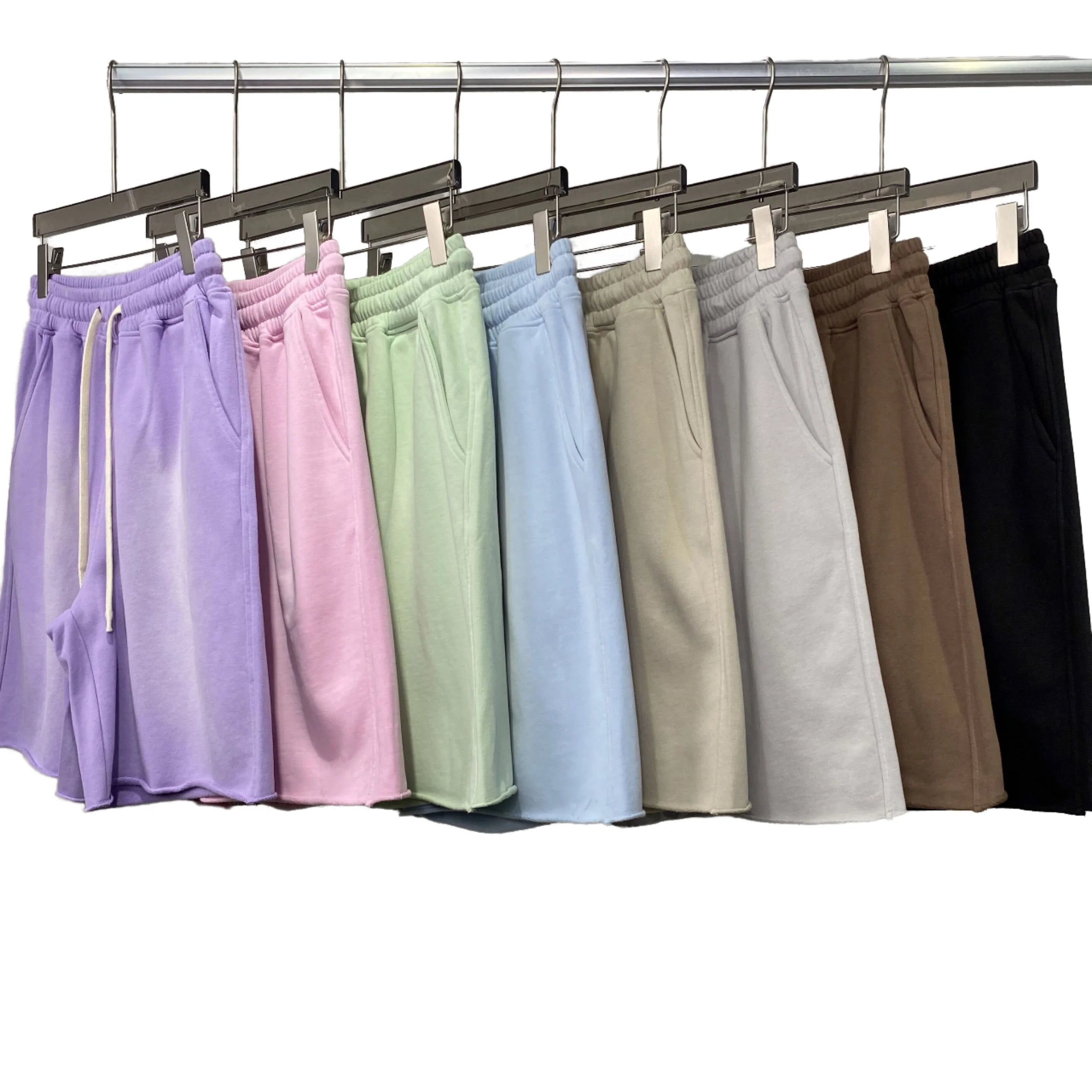 Customizable Men's Old Loose Edge Drawstring Shorts Large Size Bermuda Prints 100% Cotton Mid Waist Woven