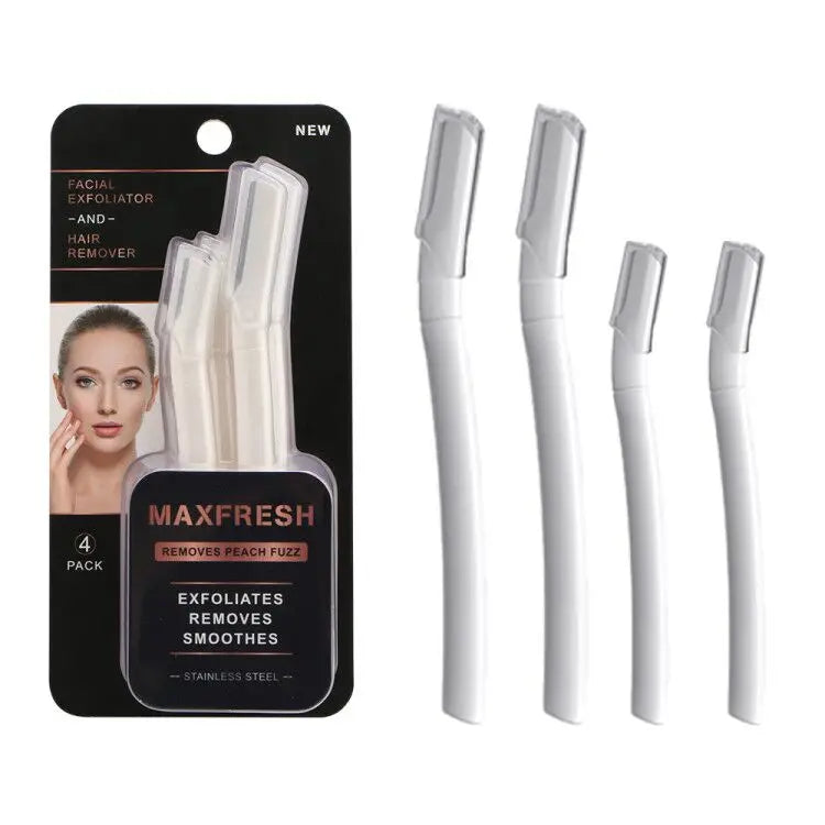 Biodegradable Women's Eyebrow Razor  4pcs Dermaplaning & Hair Removal Tool Eco-friendly & Sustainable Facial Razor