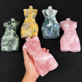 19CM Wholesale Large Rose Crystal Lace Agate Female Body Carving for Meditation Decoration