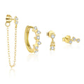 Hypoallergenic S925 Fine Jewelry Statement Zircon Dangle Drop Chain Tassel Stud Hoop Earrings Sets for Women