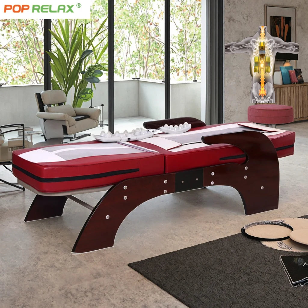 Commercial Electric Full Body Jade Roller Massage Bed Thermal Hot Stone Therapy Spine Care Physiotherapy Table