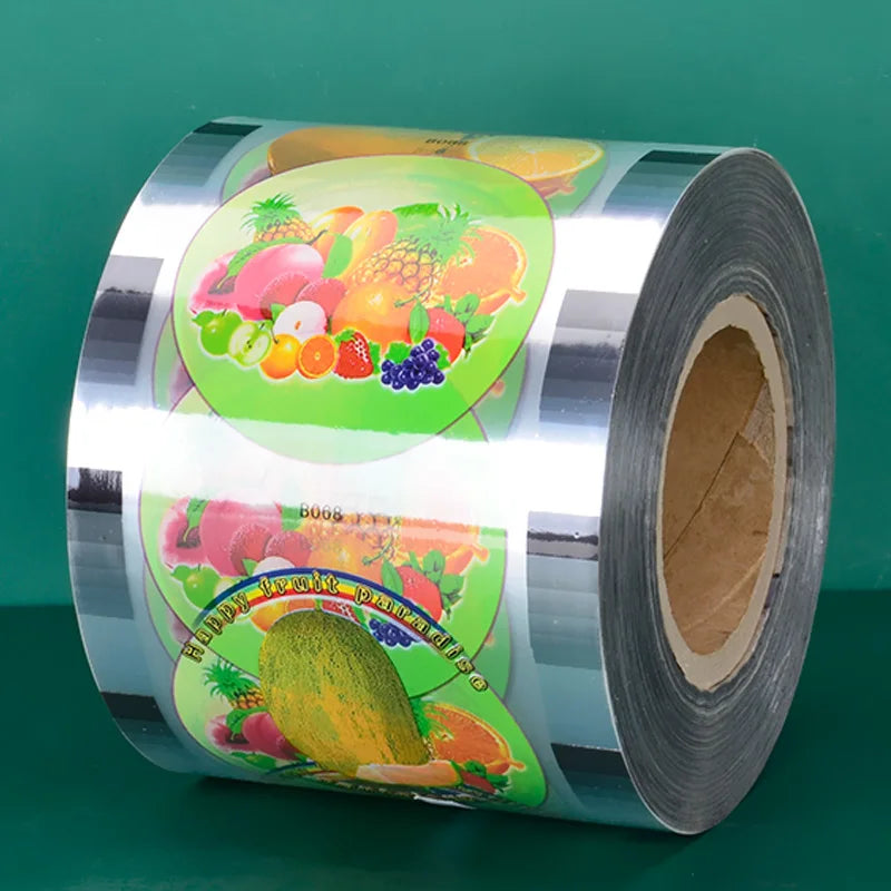 90/95 Caliber Printed  Fruits logo Sealing Film for Takeaway Package Milk Tea Soybean Milk Plastic Cup Sealing Film