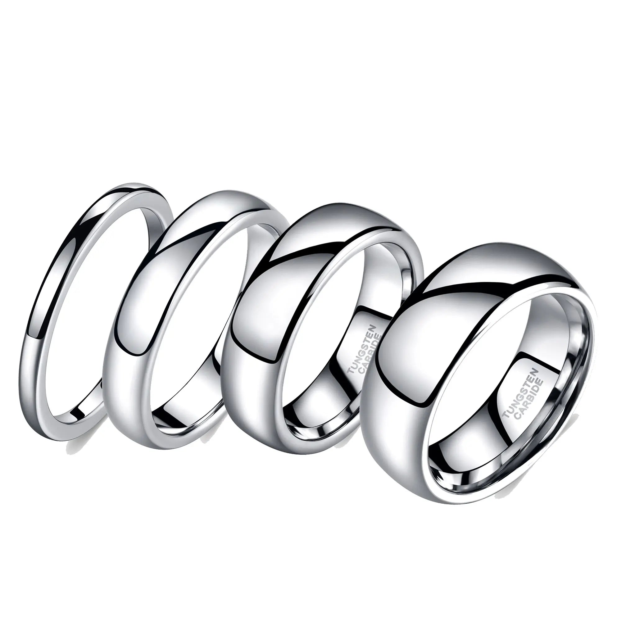 OAHLAN 2mm/4mm/6mm/8mm Silver Couple Wedding Rings High Polished Tungsten Carbide Rings Designer Custom Women Engagement Rings