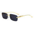 Wholesale Rimless Leopard Decorated Women's Sunglasses with Gold Metal Frame UV400 Fashionable Personality Design