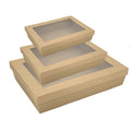 Recycled Materials 4 Corner for up Snack Sushi Kraft Paperboard Trays Custom Takeout Catering Box
