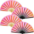 Natural 13ins Carved Bamboo Portable Folding Hand Fan for Men/Women Hand Held Dance Party WUYUNG Hunan