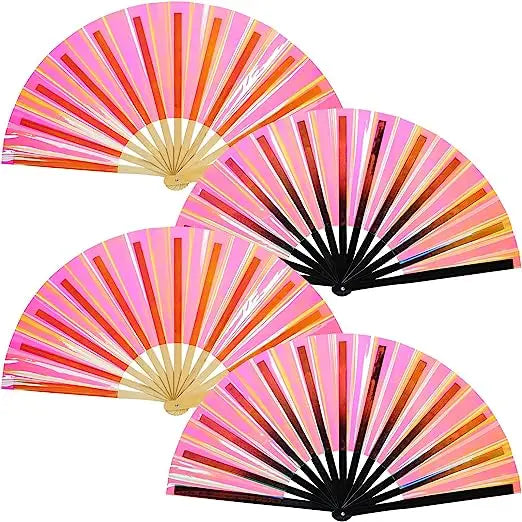 Natural 13ins Carved Bamboo Portable Folding Hand Fan for Men/Women Hand Held Dance Party WUYUNG Hunan