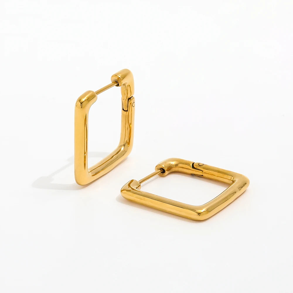 New Trendy Earring 18K Gold Plated Square Hoop Earrings for Women Stainless Steel Earrings Wholesale