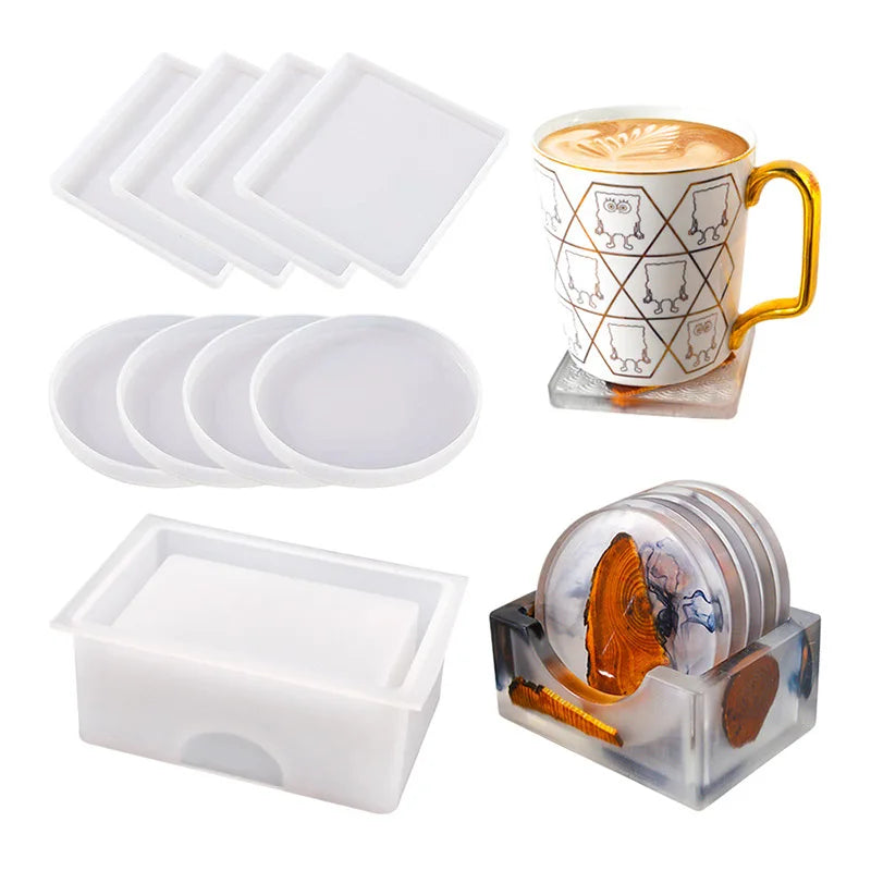 Early Riser DIY Jewelry coaster Storage Boxes Set Holder Silicone Mold Home Decor Wedding Decoration Epoxy Resin Crafts Moulds
