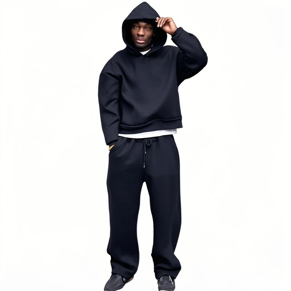 Heavyweight 1000gsm Cotton Hoodie Set | Custom Oversized Jogger Tracksuit | Breathable Men's Thick Hoodies Suit