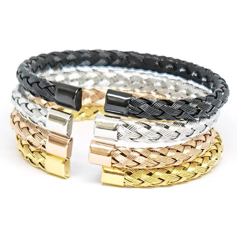 Hot Selling Women's Stainless Steel PVD Gold Plated Non-Tarnish Colorful Enamel Waterproof Cuff Bracelets Bamboo Bangles Fashion