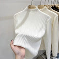 Elegant Casual Style Women's Backing Shirt With Wood Fringe 2024 Autumn and Winter New Wheat Ear Sweater Half High Neck Knitwear
